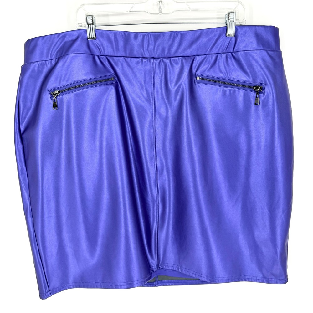 Torrid Mini PU Pencil Skirt In Electric Blue Plus Size 3X Cocktail Moto Party - Picture 4 of 11